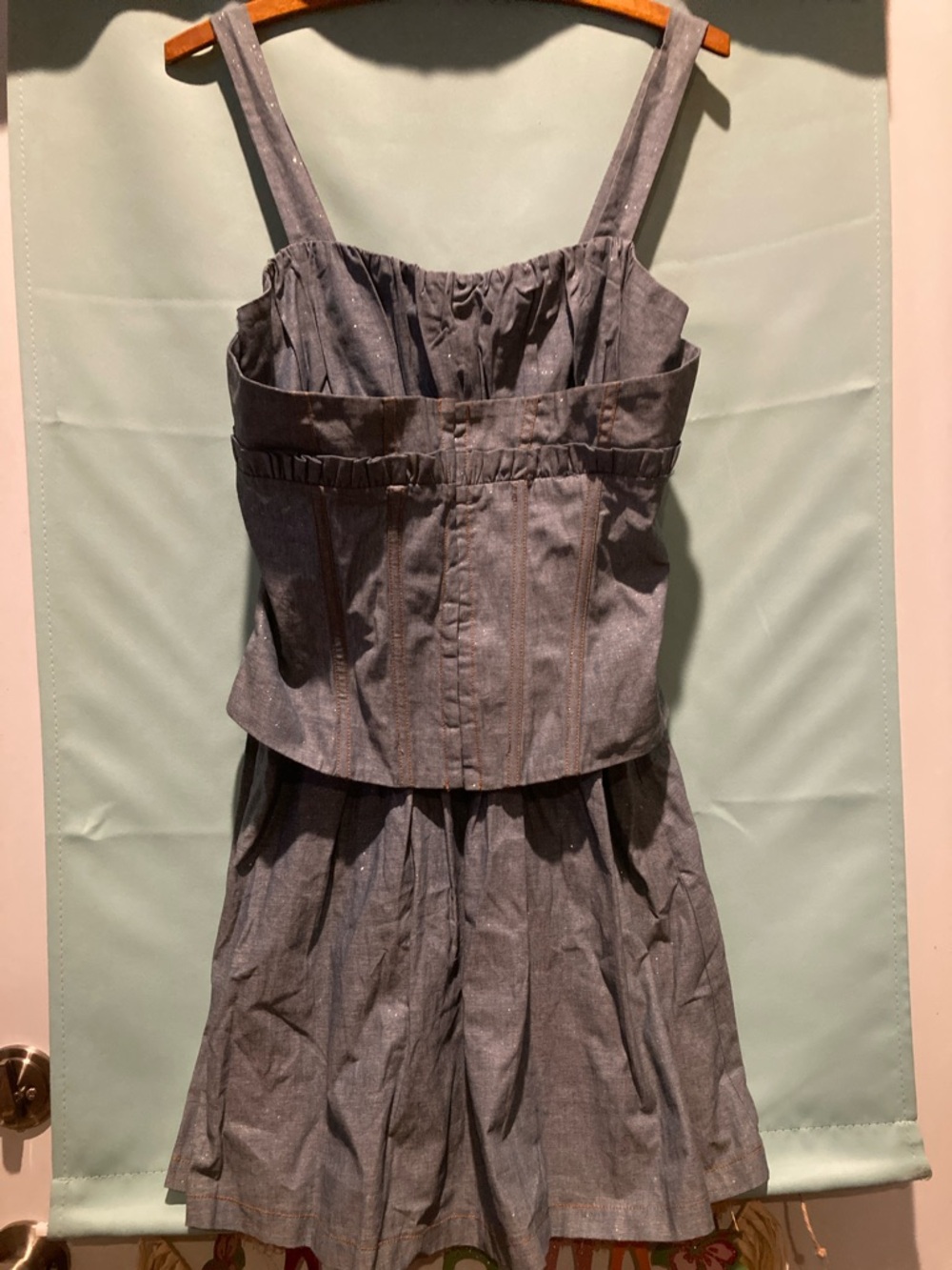 Sleeveless Denim-Look Midi Dress in Steel Blue sparkle
